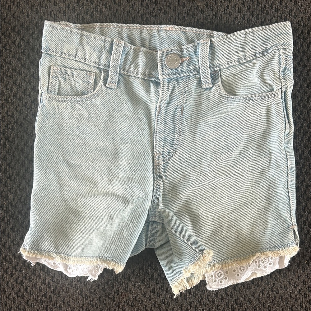 Old Navy Light Blue Denim Girls' Shorts with Lace Trim